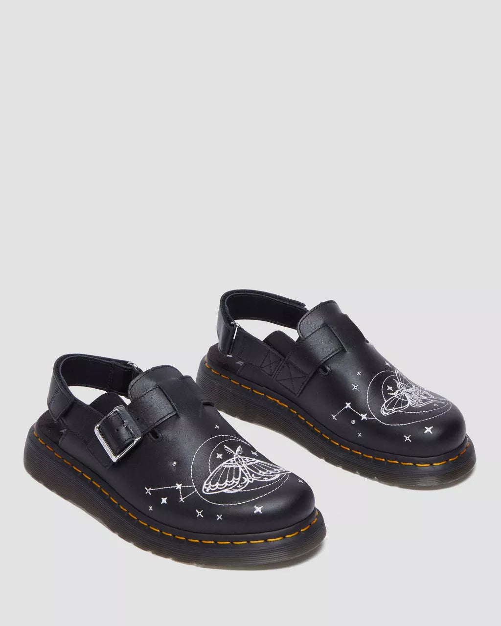 Celestial Moth Embroidered Leather Mules