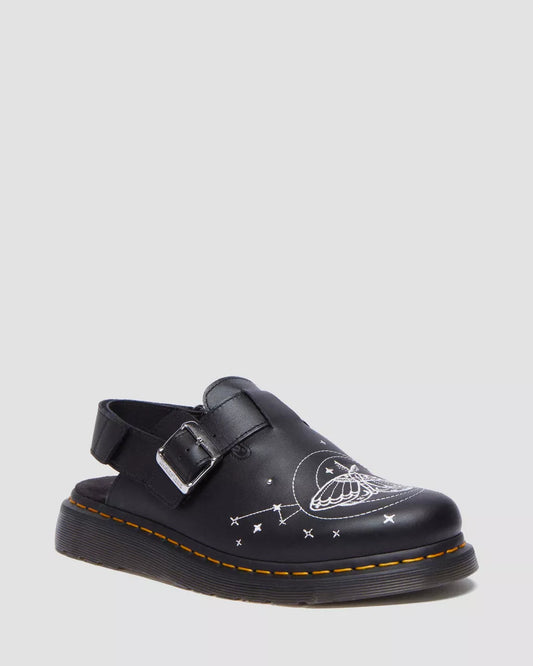 Celestial Moth Embroidered Leather Mules