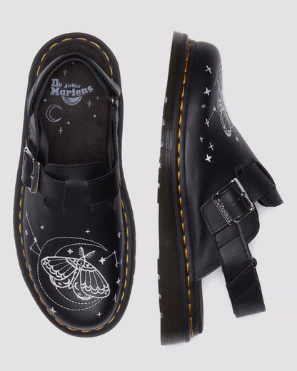 Celestial Moth Embroidered Leather Mules